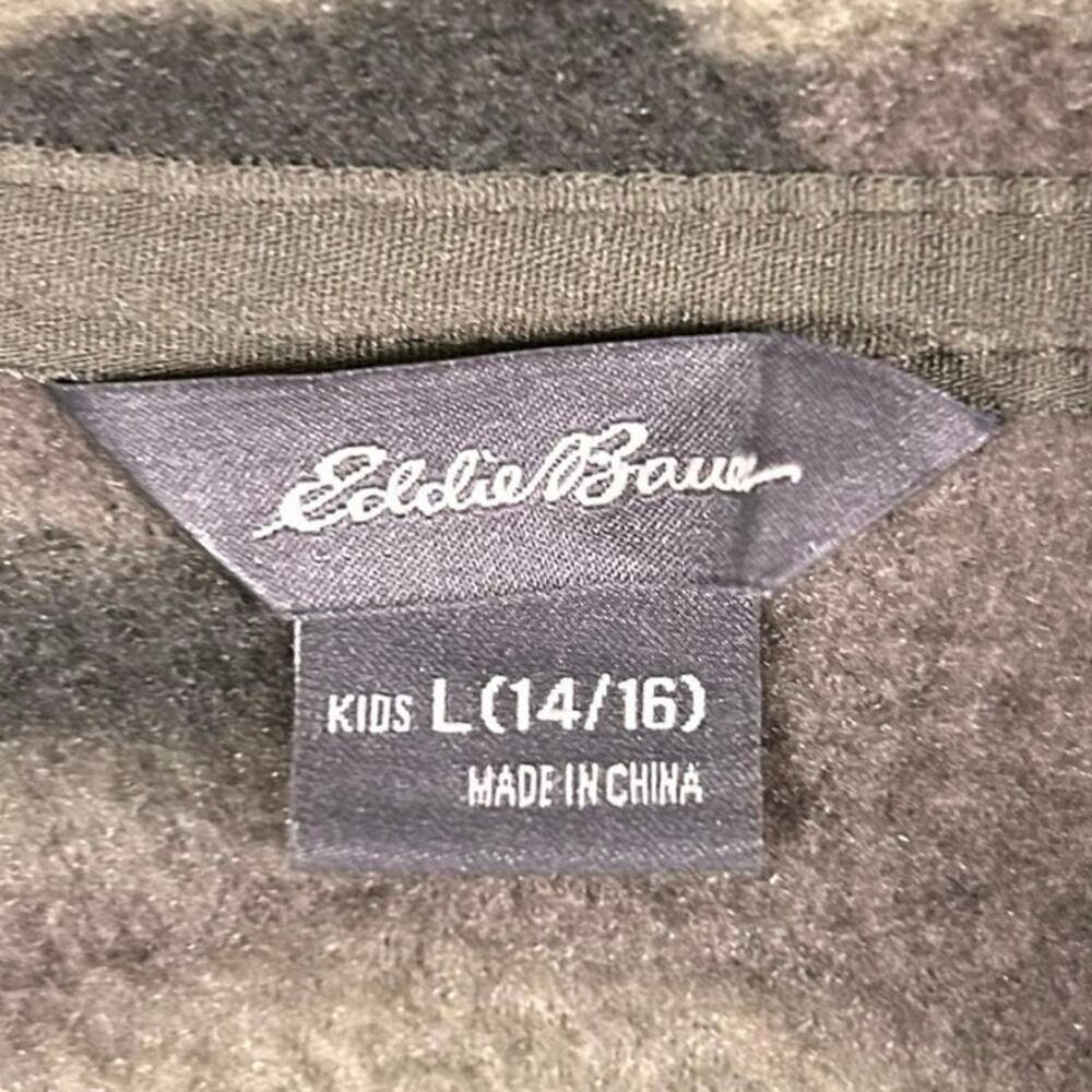 Eddie Bauer Camo Fleece Boys L 14/16 Green Brown100% Polyester Camouflage Jacket - Picture 3 of 9